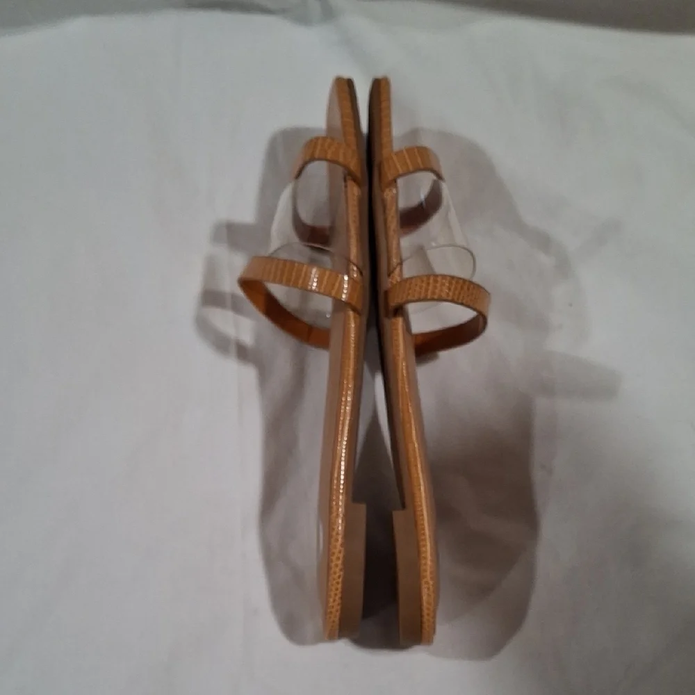 Journee Collection Tan Sandals with Clear Straps Size 8